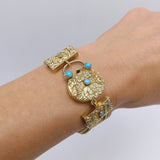 Victorian 18K & Turquoise Bracelet with Padlock Locket-Clasp Bracelet Kirsten's Corner Jewelry
