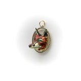 14K Gold Enameled Fox Pendant with Diamond Halo Pendant, Charm Kirsten's Corner
