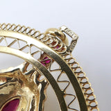 Three Headed Trimurti Hindu Gold Medallion with Rubies Pendant Kirsten's Corner