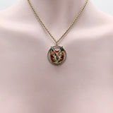 14K Gold Enameled Fox Pendant with Diamond Halo Pendant, Charm Kirsten's Corner