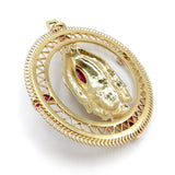 Three Headed Trimurti Hindu Gold Medallion with Rubies Pendant Kirsten's Corner