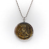 Bronze Byzantine Coin Pendant in 14K White Gold Mount Pendant Kirsten's Corner