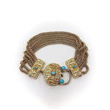 Victorian 18K & Turquoise Bracelet with Padlock Locket-Clasp Bracelet Kirsten's Corner Jewelry