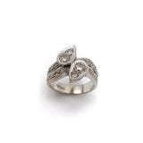 Pear Shaped Diamond By Pass Ring in 14K White Gold Ring Kirsten's Corner Jewelry