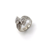 Pear Shaped Diamond By Pass Ring in 14K White Gold Ring Kirsten's Corner Jewelry