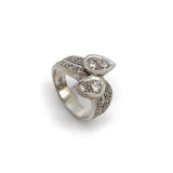 Pear Shaped Diamond By Pass Ring in 14K White Gold Ring Kirsten's Corner Jewelry