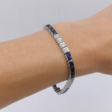 18K White Gold Diamond and Sapphire Art Deco Line Bracelet Kirsten's Corner