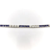 18K White Gold Diamond and Sapphire Art Deco Line Bracelet Kirsten's Corner