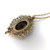 Etruscan Revival 14K Smokey Topaz & Pearl Brooch-Pendant Pendant Kirsten's Corner Jewelry