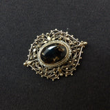 Etruscan Revival 14K Smokey Topaz & Pearl Brooch-Pendant Pendant Kirsten's Corner Jewelry