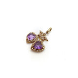 Victorian 14K Gold Double Heart Pendant with Amethyst and Pearls Pendant Kirsten's Corner
