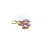 Victorian 14K Gold Double Heart Pendant with Amethyst and Pearls Pendant Kirsten's Corner