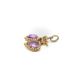 Victorian 14K Gold Double Heart Pendant with Amethyst and Pearls Pendant Kirsten's Corner