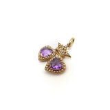 Victorian 14K Gold Double Heart Pendant with Amethyst and Pearls Pendant Kirsten's Corner