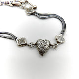 Sterling Silver Victorian Albertina Watch Chain with Heart Chain Kirsten's Corner