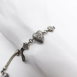 Sterling Silver Victorian Albertina Watch Chain with Heart Chain Kirsten's Corner