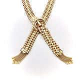 14K Woven Gold Necklace with Buckle Clasp and Tassels Necklace Kirsten's Corner