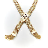 14K Woven Gold Necklace with Buckle Clasp and Tassels Necklace Kirsten's Corner