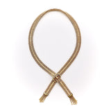 14K Woven Gold Necklace with Buckle Clasp and Tassels Necklace Kirsten's Corner