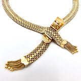 14K Woven Gold Necklace with Buckle Clasp and Tassels Necklace Kirsten's Corner