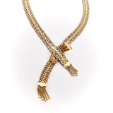 14K Woven Gold Necklace with Buckle Clasp and Tassels Necklace Kirsten's Corner