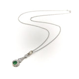 Edwardian Platinum Emerald & Diamond Pendant-Necklace Pendant Kirsten's Corner Jewelry