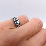 Victorian Revival Sterling Silver Snake Ring w/ Diamond & Turquoise Ring Kirsten's Corner Jewelry