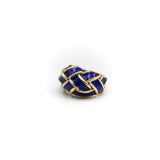 18K Gold Blue Enamel Hidalgo Basket Weave Dome Ring Ring Kirsten's Corner