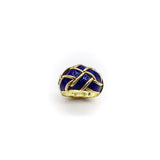 18K Gold Blue Enamel Hidalgo Basket Weave Dome Ring Ring Kirsten's Corner