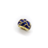 18K Gold Blue Enamel Hidalgo Basket Weave Dome Ring Ring Kirsten's Corner