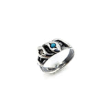 Victorian Revival Sterling Silver Snake Ring w/ Diamond & Turquoise Ring Kirsten's Corner Jewelry
