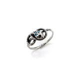 Victorian Revival Sterling Silver Snake Ring W/ Diamond & Turquoise Ring Kirsten's Corner Jewelry