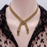 14K Woven Gold Necklace with Buckle Clasp and Tassels Necklace Kirsten's Corner