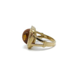 Leopard Spotted Reverse Painted Citrine Cabochon Ring with Diamond Halo in 14K Gold Ring Kirsten's Corner