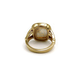 Leopard Spotted Reverse Painted Citrine Cabochon Ring with Diamond Halo in 14K Gold Ring Kirsten's Corner