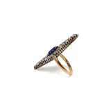 Navette Shape Silver-Topped Gold Sapphire and Diamond Ring Ring Kirsten's Corner