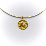 Art Nouveau 18K Gold Young Flower Girl Medallion Charm Kirsten's Corner