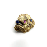 Russian 14K Gold Sapphire, Diamond, and Ruby Organic Brooch Brooch Kirsten's Corner