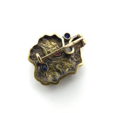Russian 14K Gold Sapphire, Diamond, and Ruby Organic Brooch Brooch Kirsten's Corner