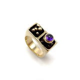 14K Modern Architectural Ring with Amethyst Ring Kirsten's Corner Jewelry