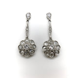 Platinum Old European and Rose Cut Diamond Dangle Earrings Earrings Kirsten's Corner