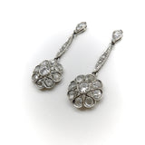 Platinum Old European and Rose Cut Diamond Dangle Earrings Earrings Kirsten's Corner