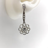 Platinum Old European and Rose Cut Diamond Dangle Earrings Earrings Kirsten's Corner