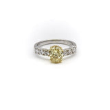 18K Gold Oval Yellow Diamond and Diamond Ring Ring Kirsten's Corner