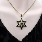 Victorian 14K Gold Star Pendant with Black Enamel, Pearl, and Sapphire Pendant Kirsten's Corner