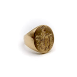 18K Gold Signet Ring with Heraldic Shield Ring Kirsten's Corner