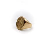 18K Gold Signet Ring with Heraldic Shield Ring Kirsten's Corner