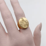 18K Gold Signet Ring with Heraldic Shield Ring Kirsten's Corner