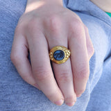 22K Gold Ring with Ancient Greek Mother and Cub Lion Intaglio Ring Kirsten's Corner