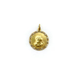 18K Gold Art Nouveau Round Medallion with Maiden Profile Pendant Kirsten's Corner